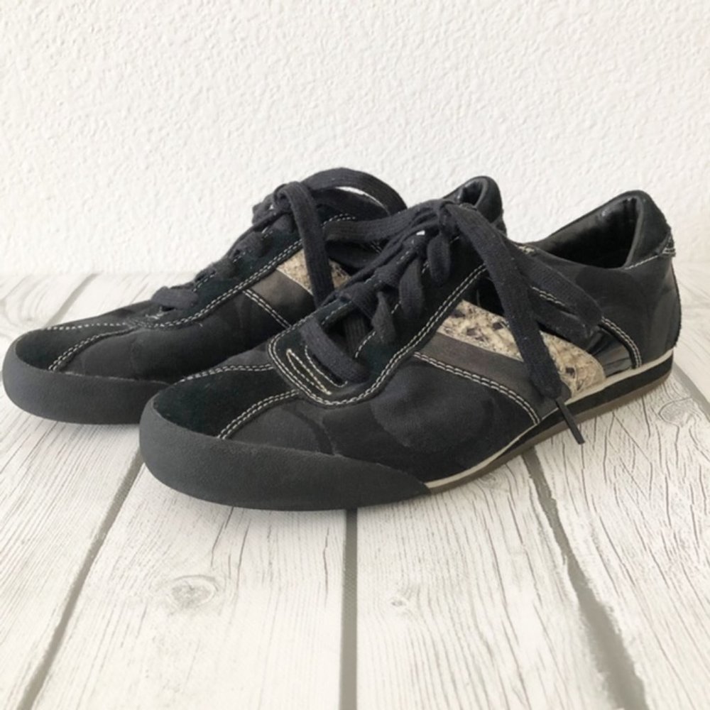 COACH Mable Suede Sneakers w/Faux Snakeskin Trim